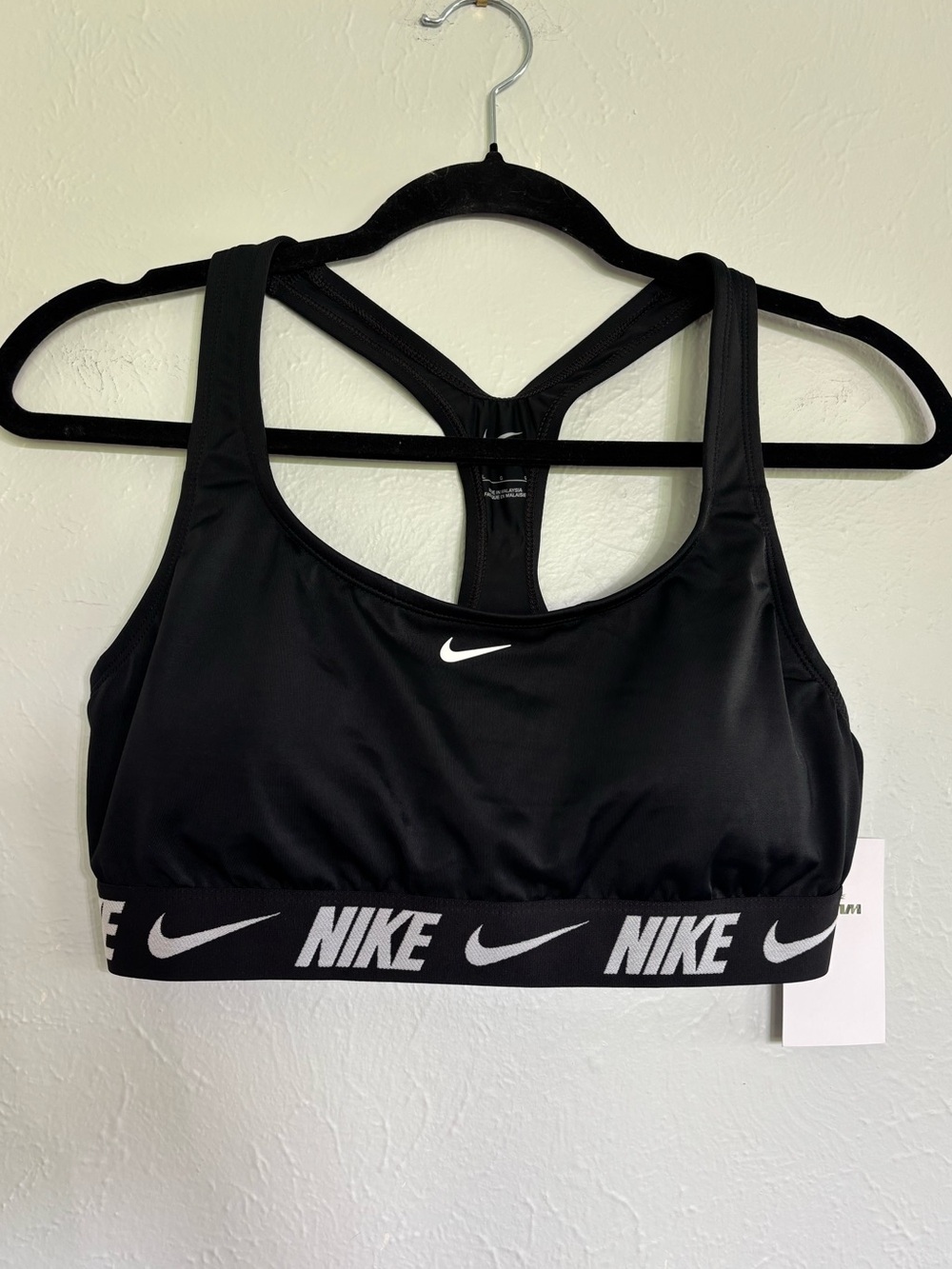 Nike Black Sports Bra with White Logo Elastic Band